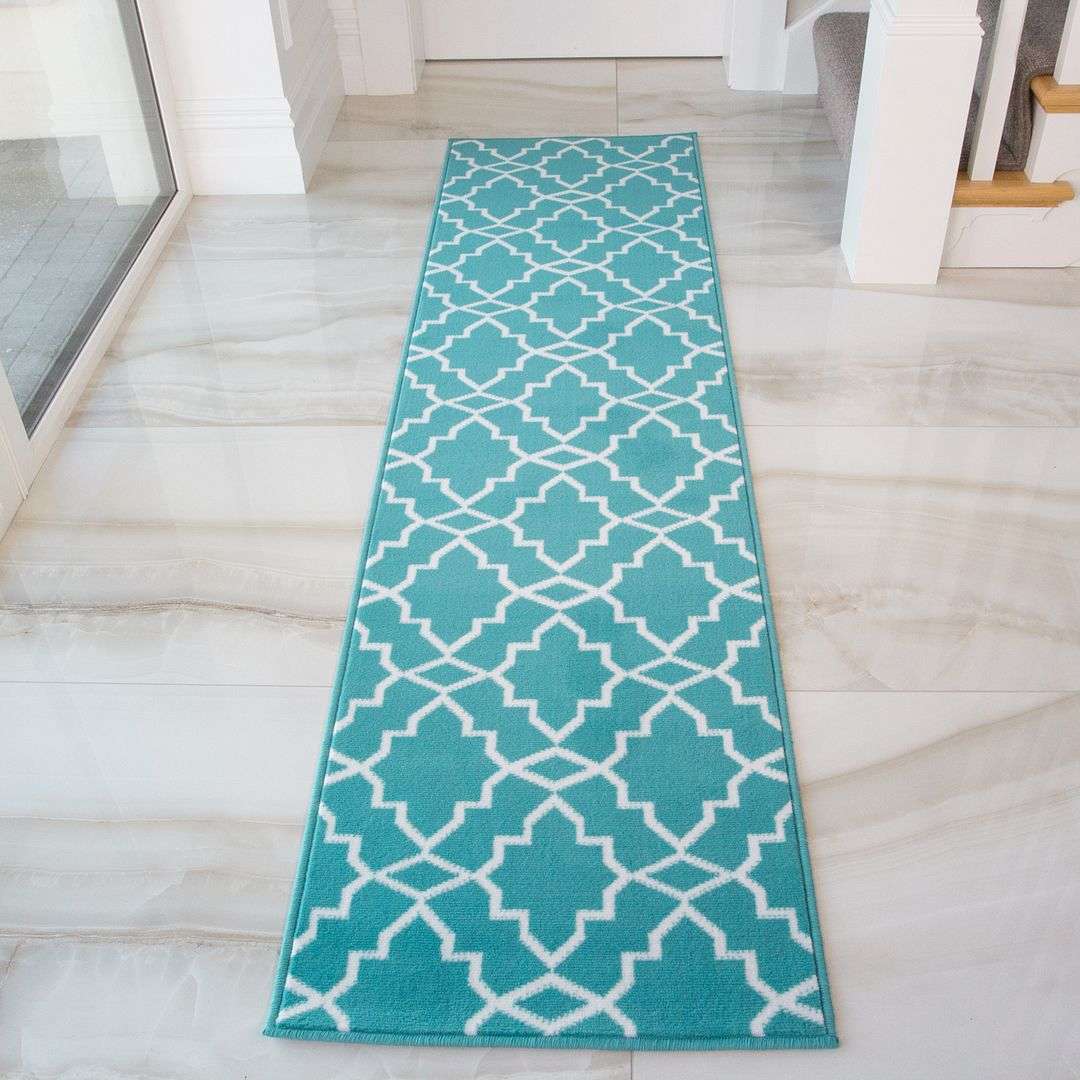 Blue Trellis Hall Runner Room Rug