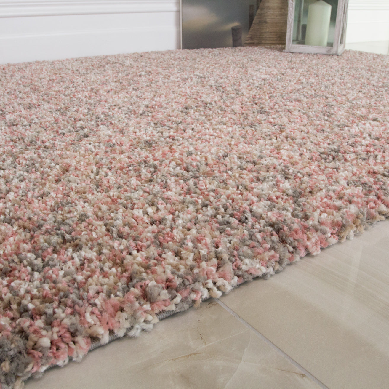 Blush Pink Mottled Shaggy Rug