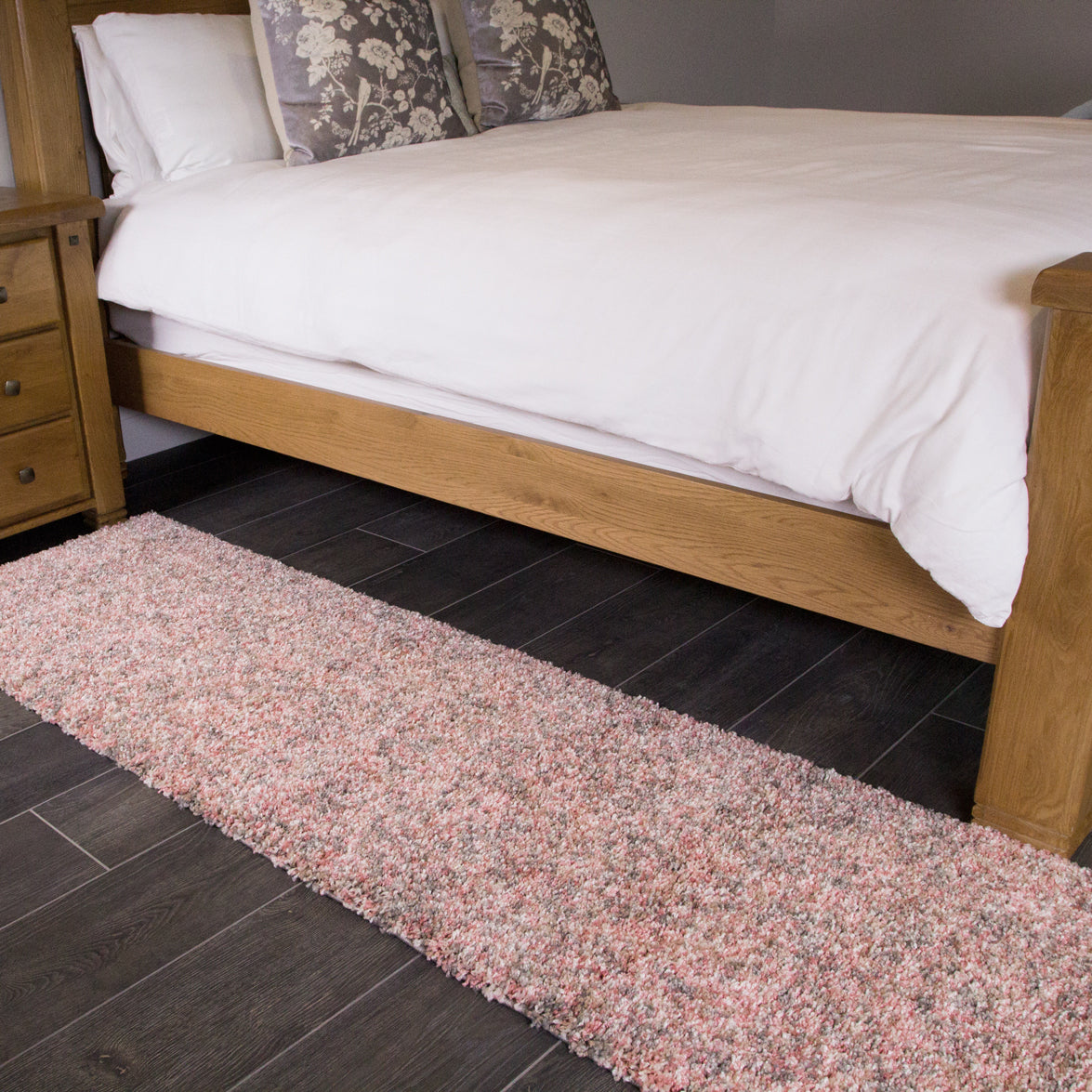 Blush Pink Shaggy Hallway Runner Rug