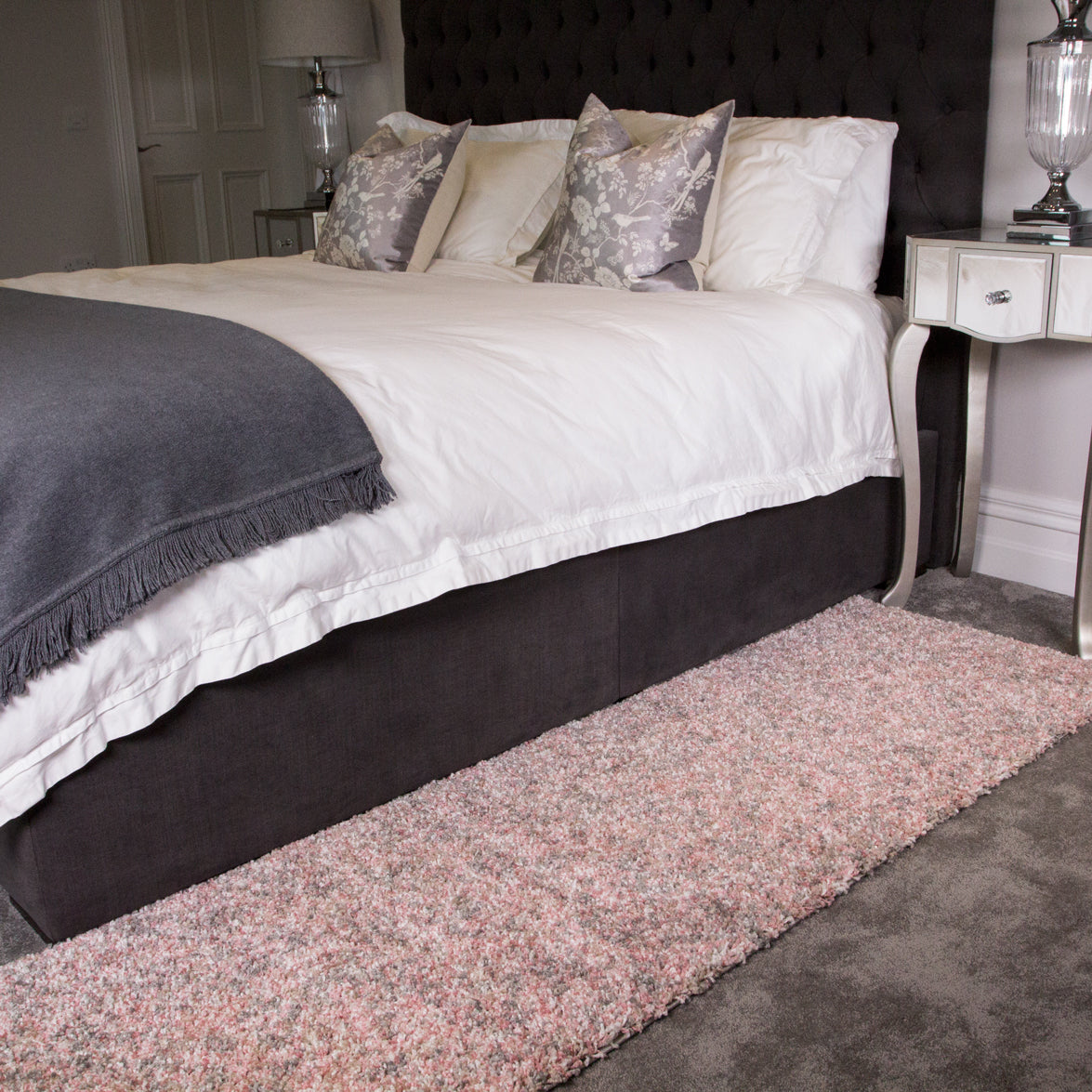 Blush Pink Shaggy Hallway Runner Rug