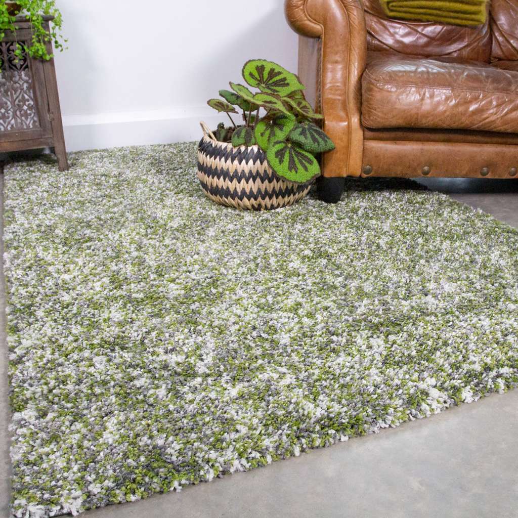 Mottled Dark Green Shaggy Rug for Living Room - Murano | Living Room ...