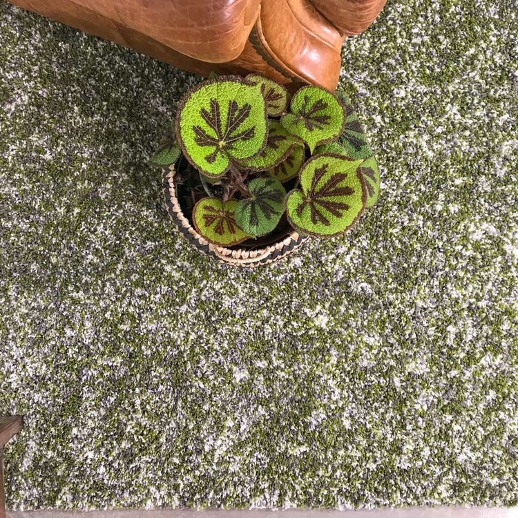 Mottled Dark Green Shaggy Rug for Living Room