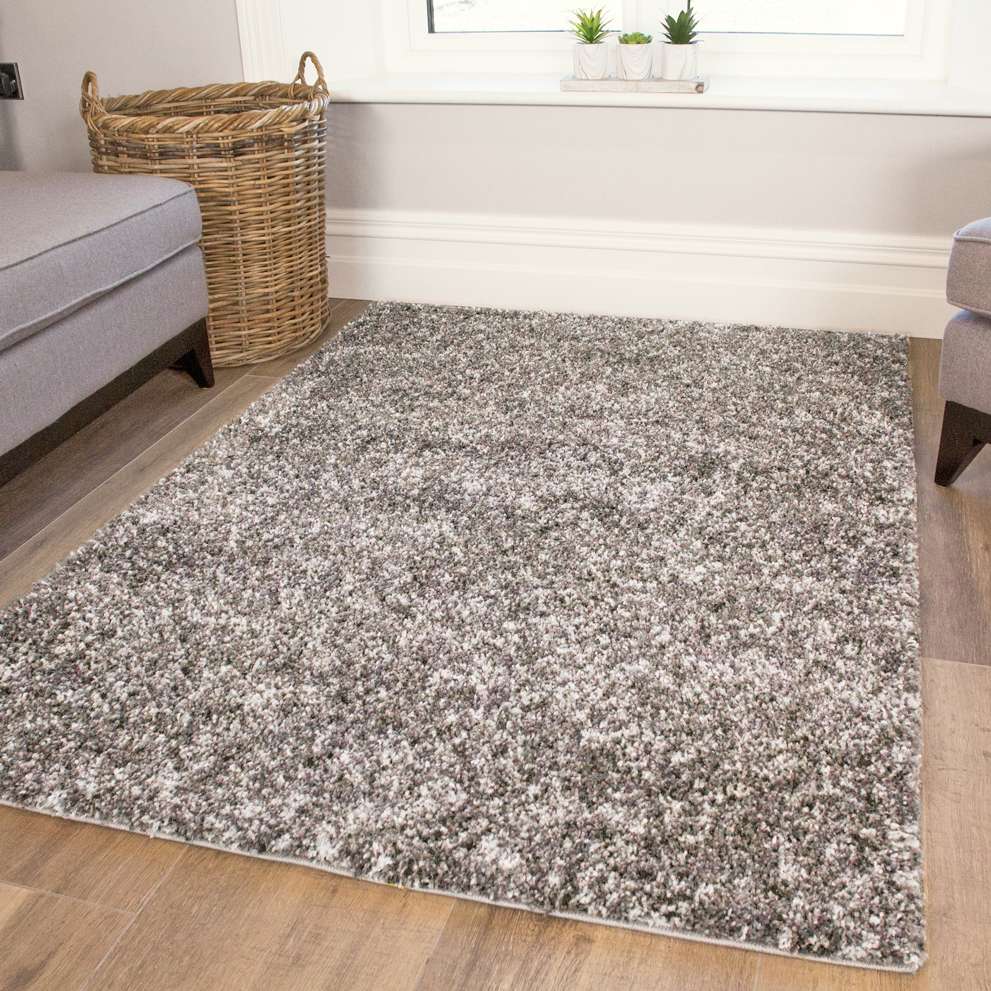 Silver Shaggy Round Circle Rug for Living Room