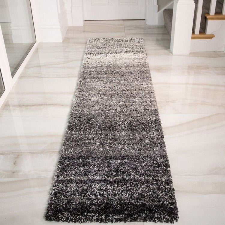 Black Stripe Shaggy Runner Rug