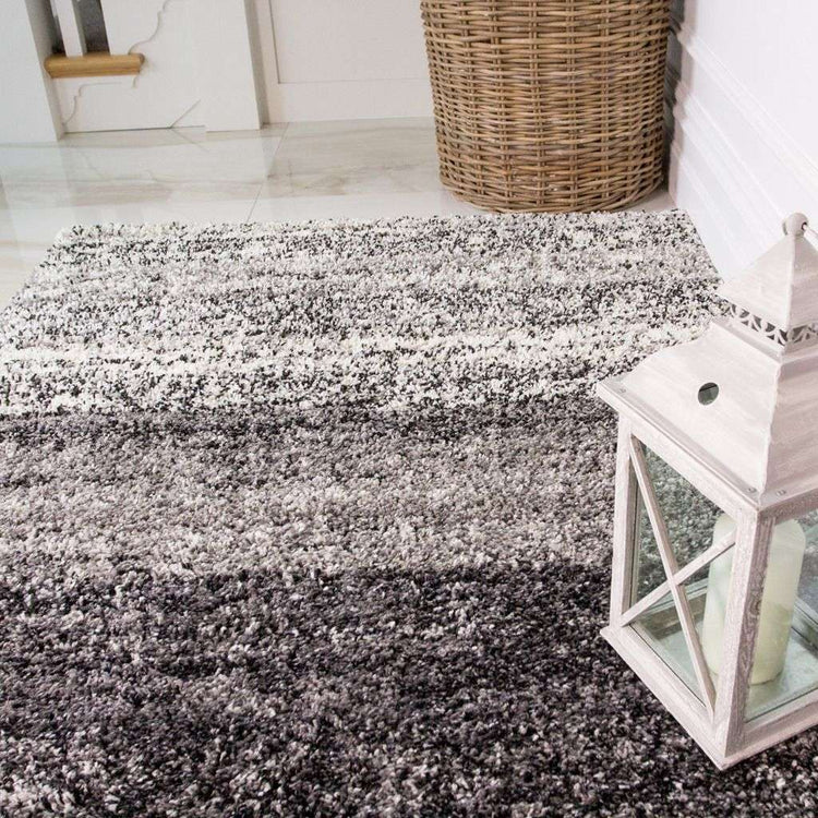 Black Stripe Shaggy Runner Rug