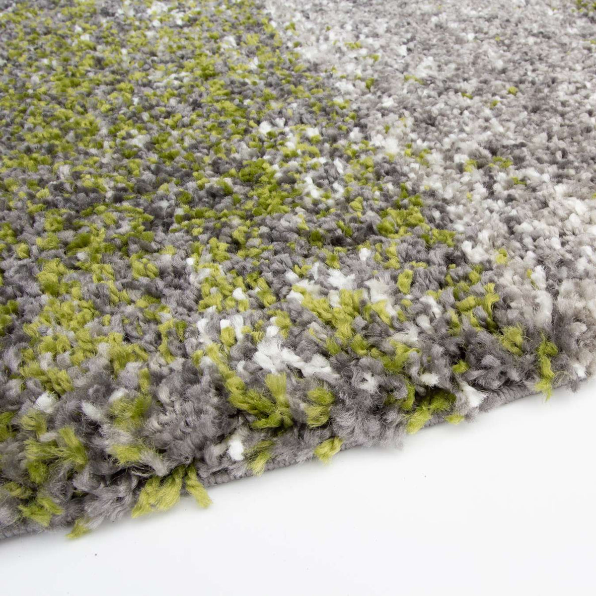 Mottled Stripe Dark Green Shaggy Rug