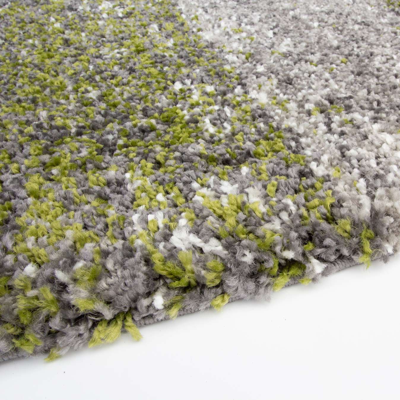 Mottled Stripe Dark Green Shaggy Rug