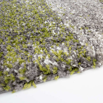 Mottled Stripe Dark Green Shaggy Rug