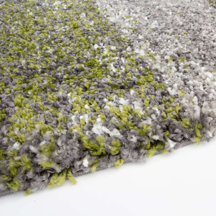 Mottled Stripe Dark Green Shaggy Rug