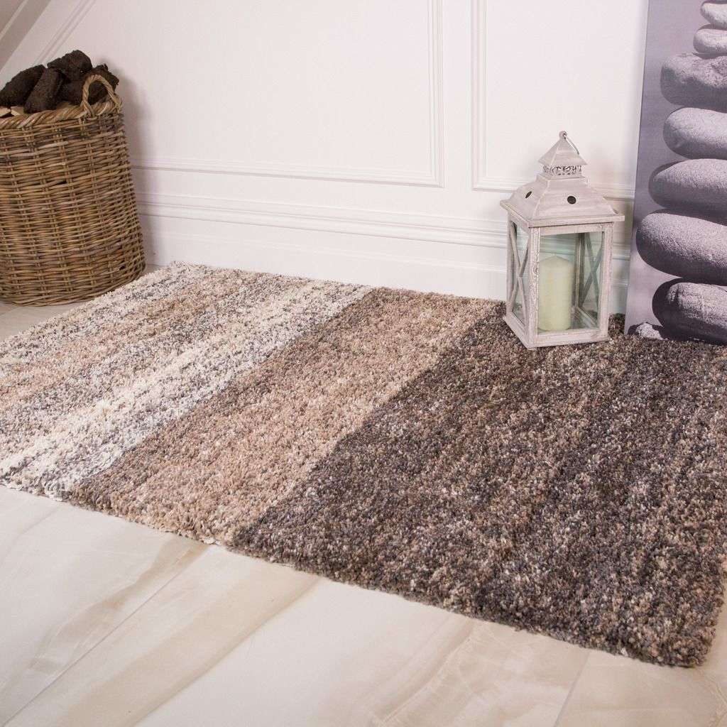 Murano Rugs Natural Stripe Shaggy Rug for Living Room - Murano | Living Room Rugs ...