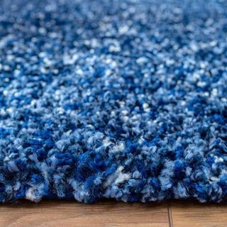 Navy Mottled Striped Shaggy Runner Rug