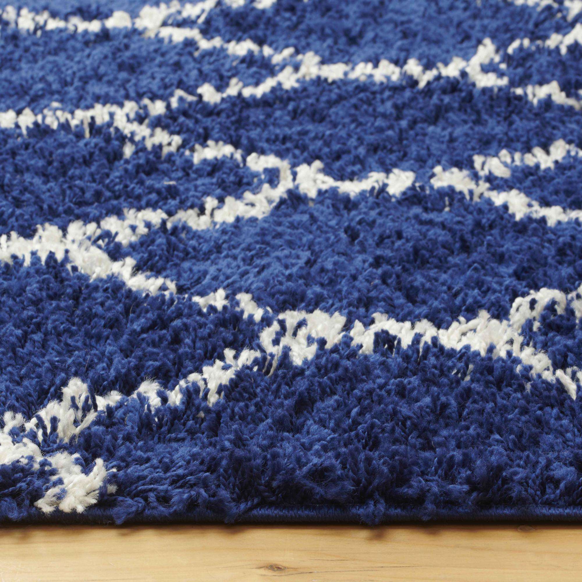 Navy Moroccan Trellis Shaggy Rug