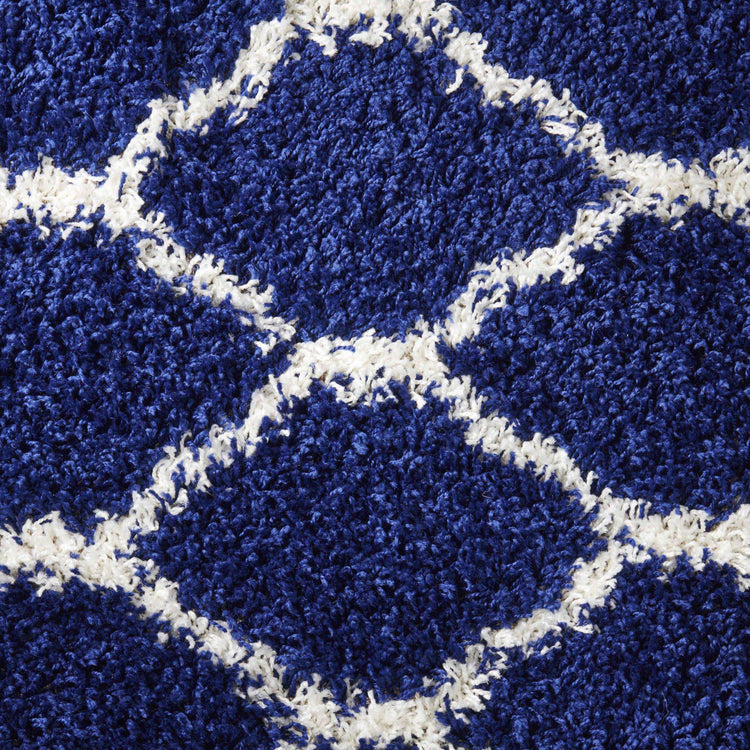 Navy Moroccan Trellis Shaggy Rug