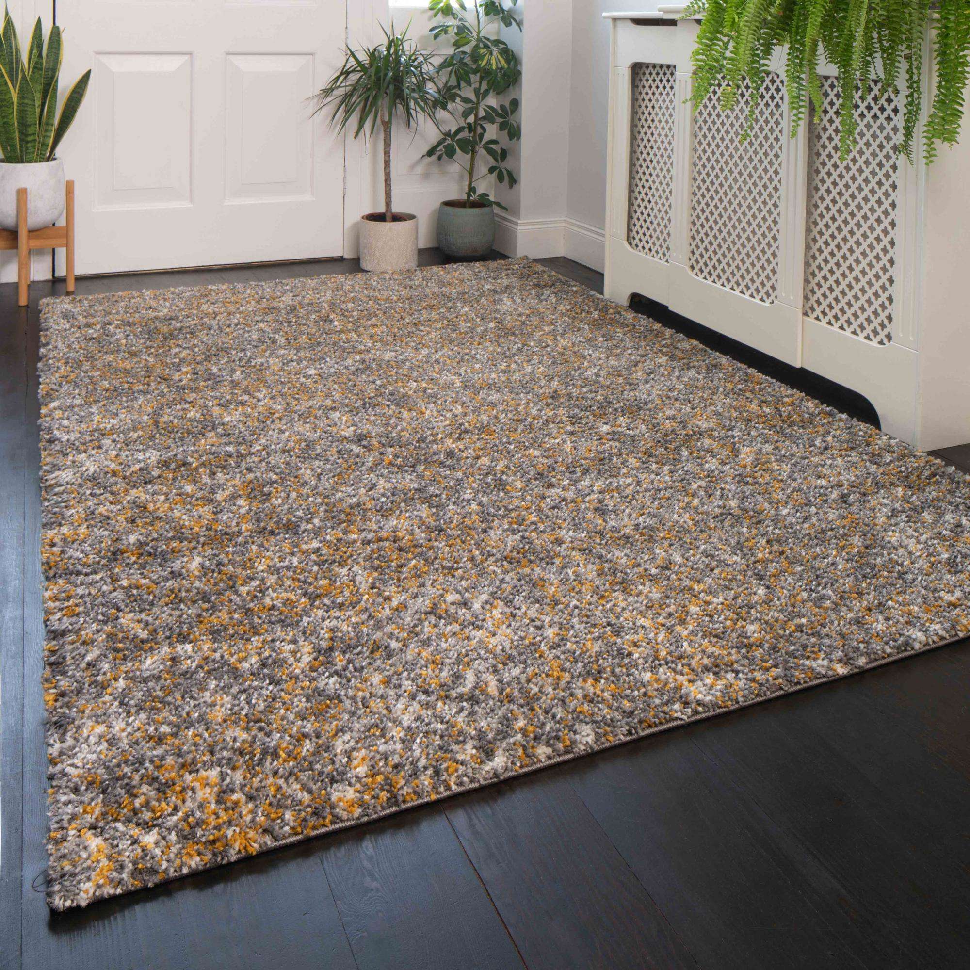 Super Soft Ochre Shaggy Runner Rug for Hallway