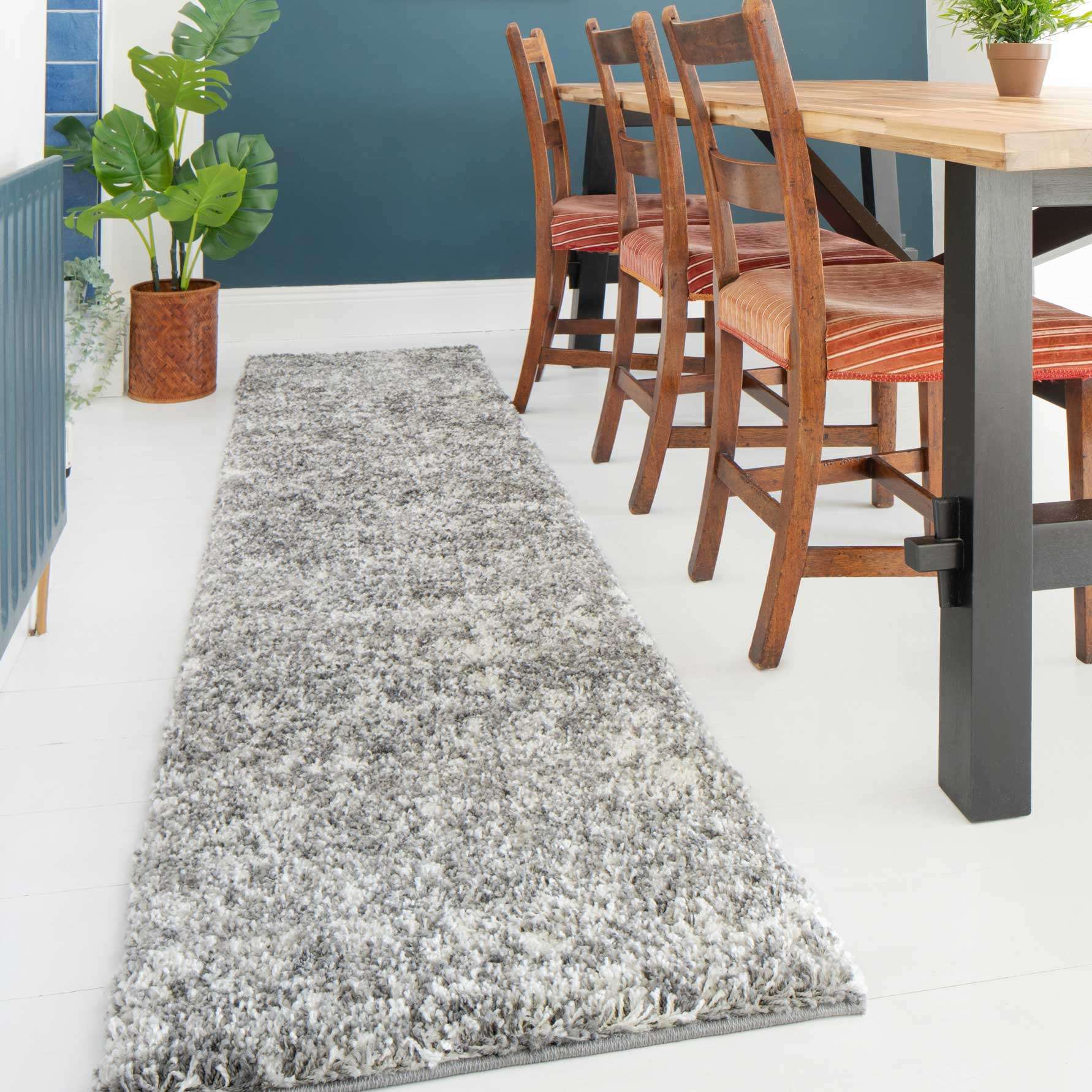 Murano Rugs Luxurious Silver Shaggy Runner Hallway Rug - Murano | Runner Rugs ...