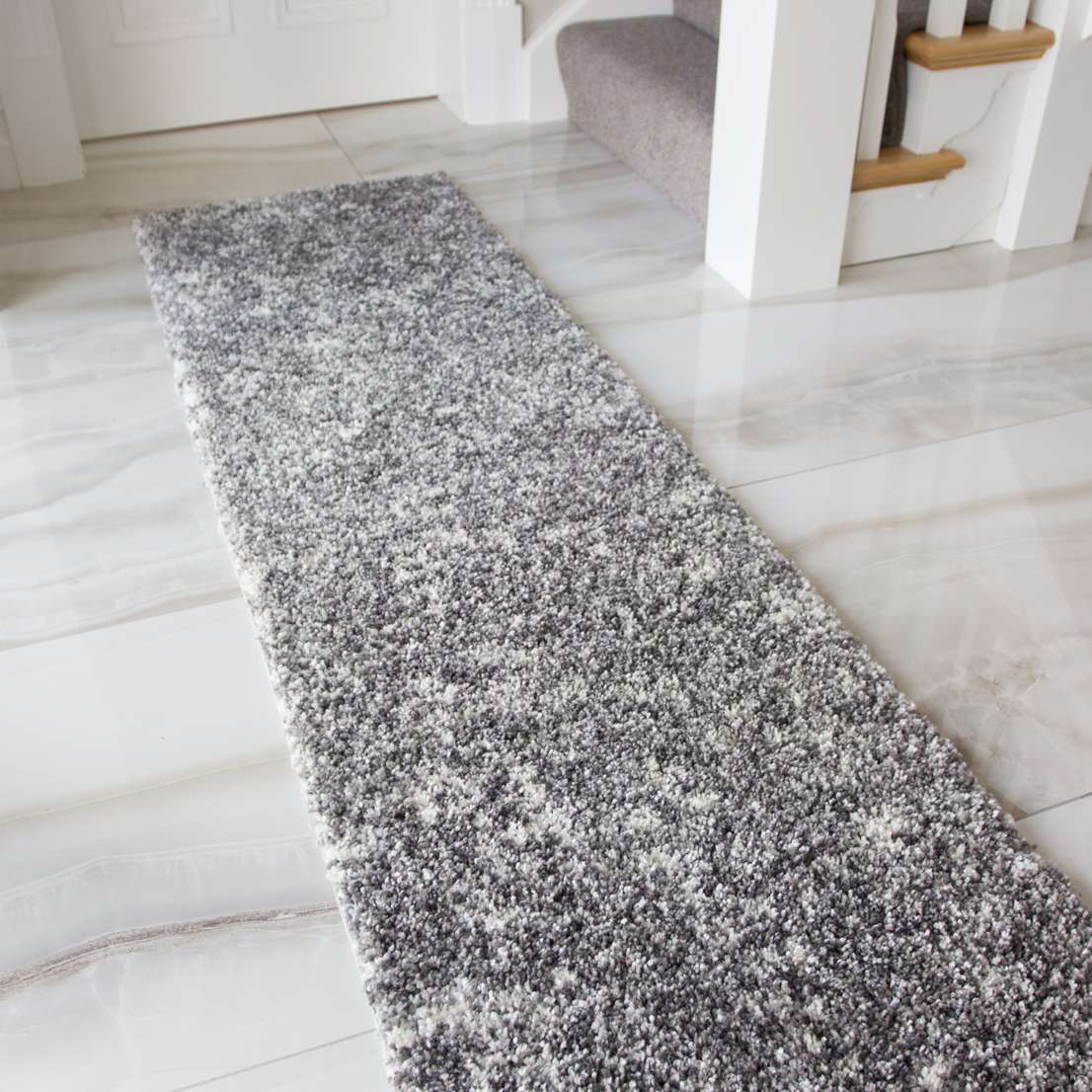 Murano Rugs Luxurious Silver Shaggy Runner Hallway Rug - Murano | Runner Rugs ...