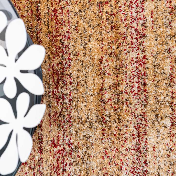 Red Striped Mottled Shaggy Hall Runner Rug