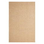 A rectangular natural jute or sisal rug in a warm tan color, shown flat against a solid white background.