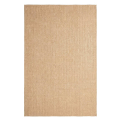A rectangular natural jute or sisal rug in a warm tan color, shown flat against a solid white background.