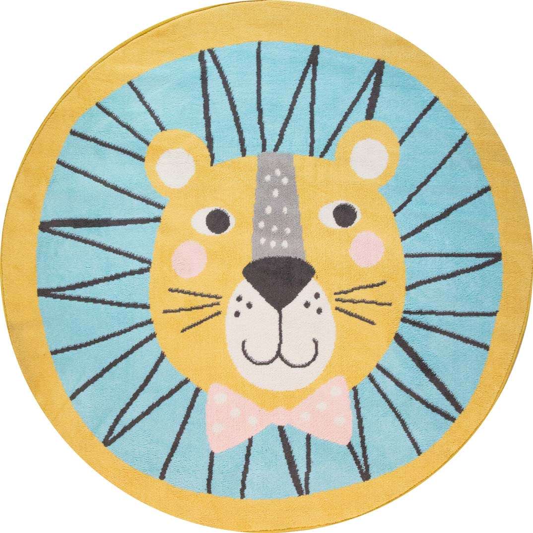 Circle Lion Face Soft Round Kids Bedroom Rugs