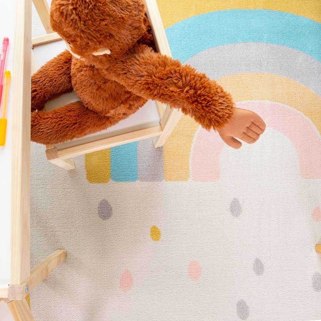 Bright Colourful Rainbow Soft Kids Bedroom Rugs