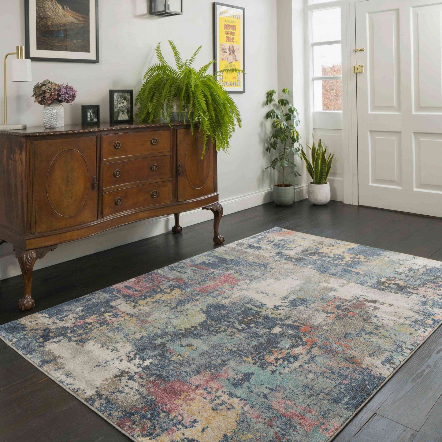 Soft Abstract Distressed Multicolour Hall Runner Rug