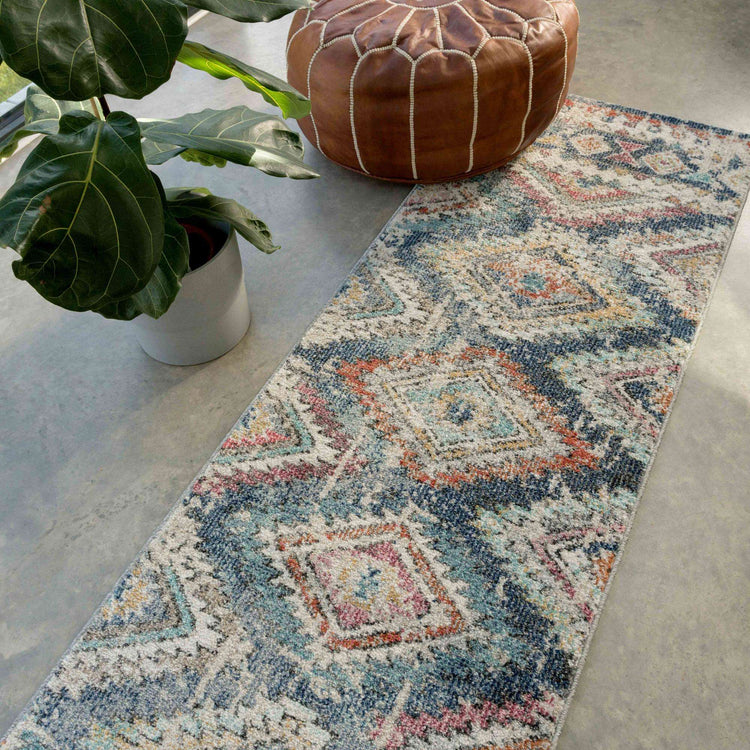 Soft Abstract Diamond Multicolour Hall Runner Rug