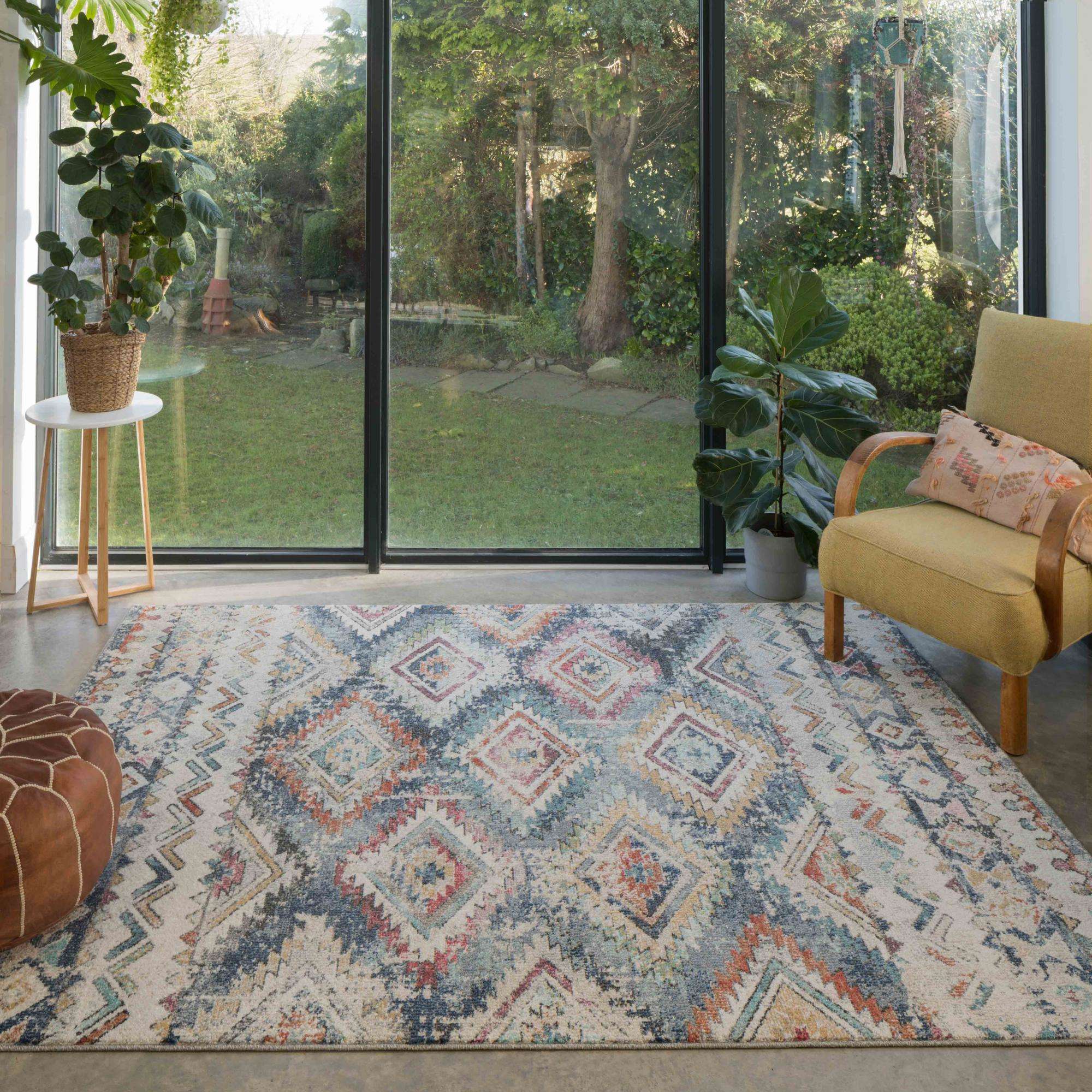 Soft Abstract Diamond Multicolour Hall Runner Rug