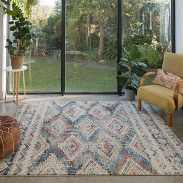 Soft Abstract Diamond Multicolour Hall Runner Rug