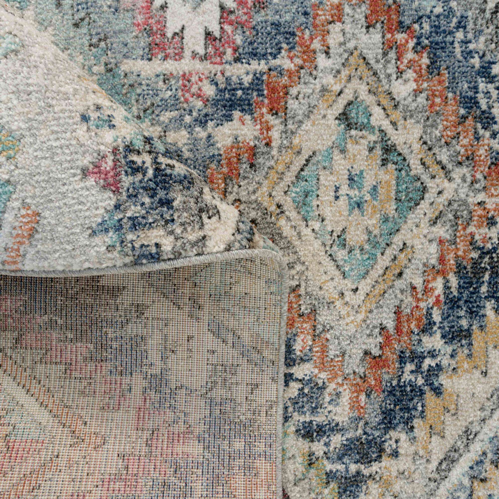 Soft Abstract Diamond Multicolour Hall Runner Rug