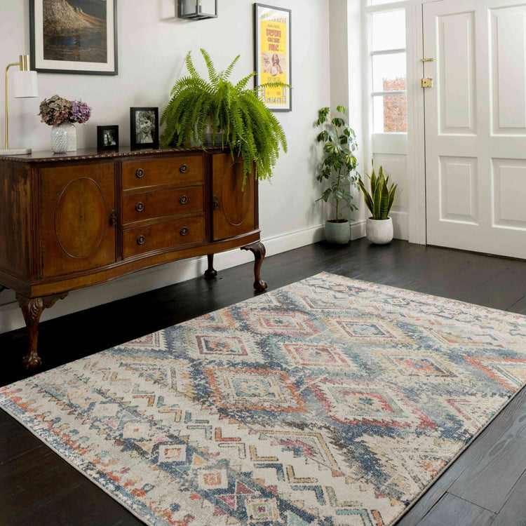 Soft Abstract Diamond Multicolour Hall Runner Rug