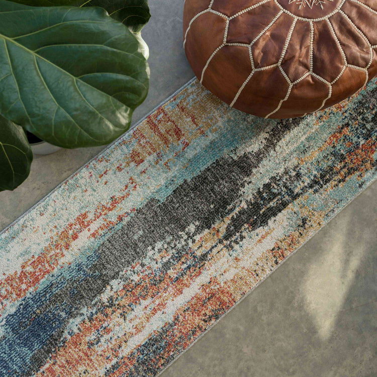 Soft Abstract Distressed Multicolour Hall Runner Rug