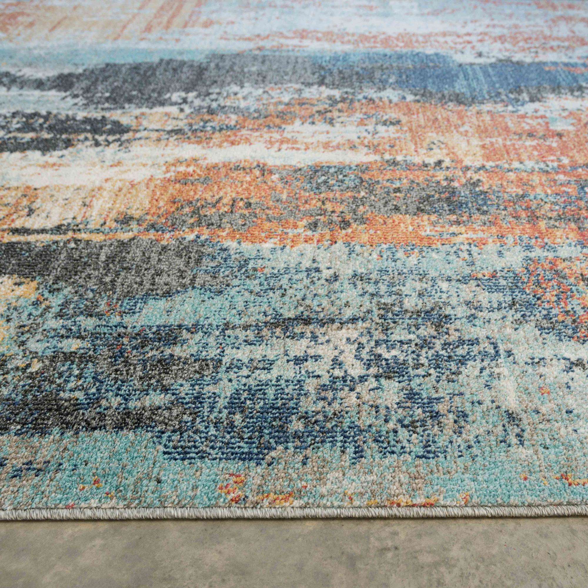 Soft Abstract Distressed Multicolour Hall Runner Rug