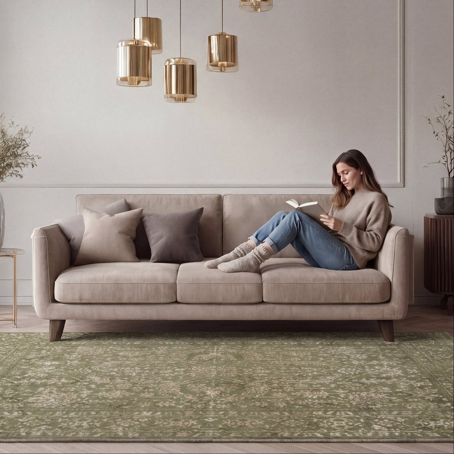 Green Vintage Medallion Area Rug - Linden