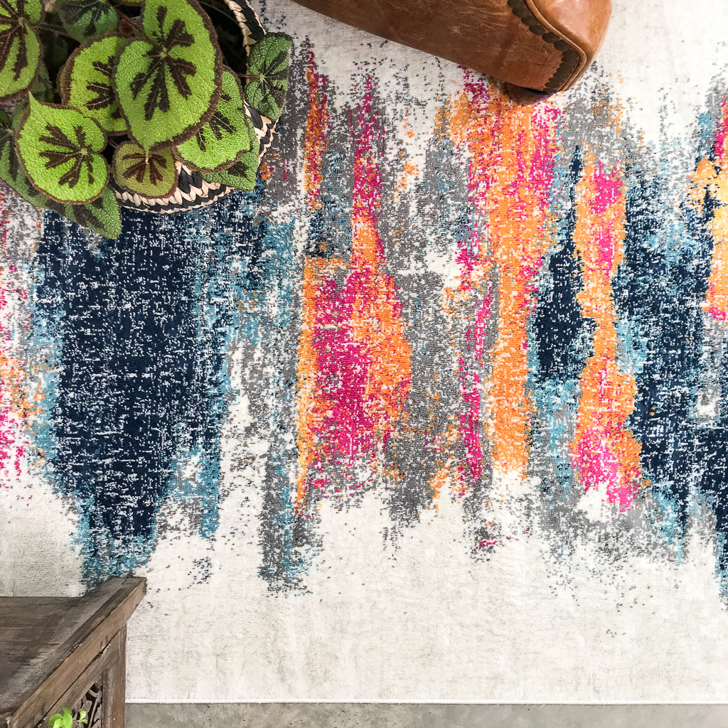 Distressed Colourful Pattern Hall Runner Rug