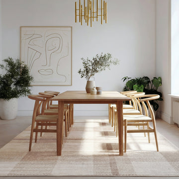 Neutral Cream Beige Tartan Rug - Angus