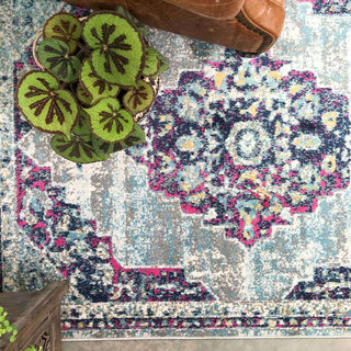 Faded Distressed Colourful Oriental Pattern Rug