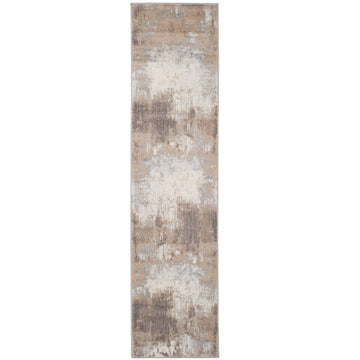 Beige Grey Distressed Runner Rug