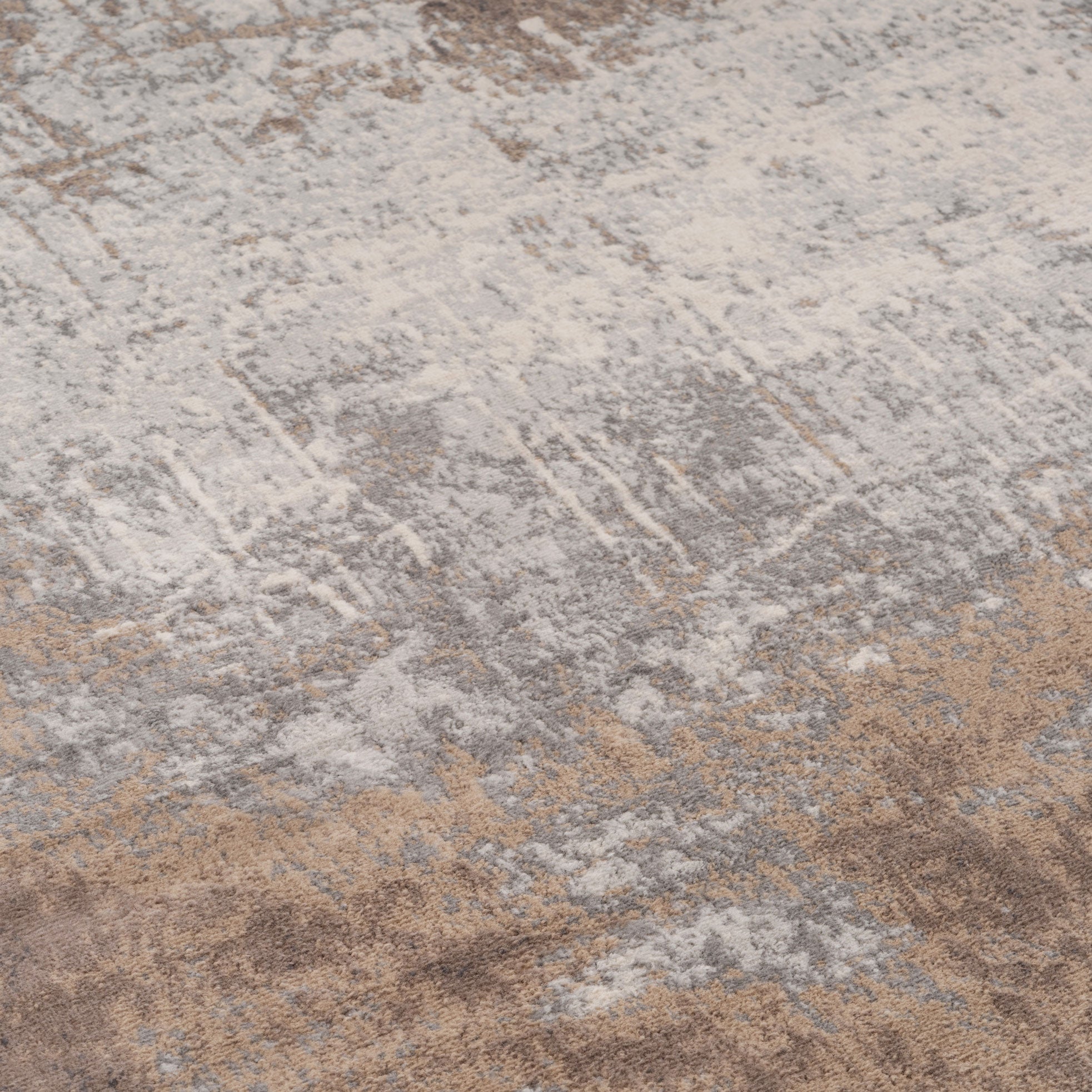 Beige Grey Distressed Runner Rug