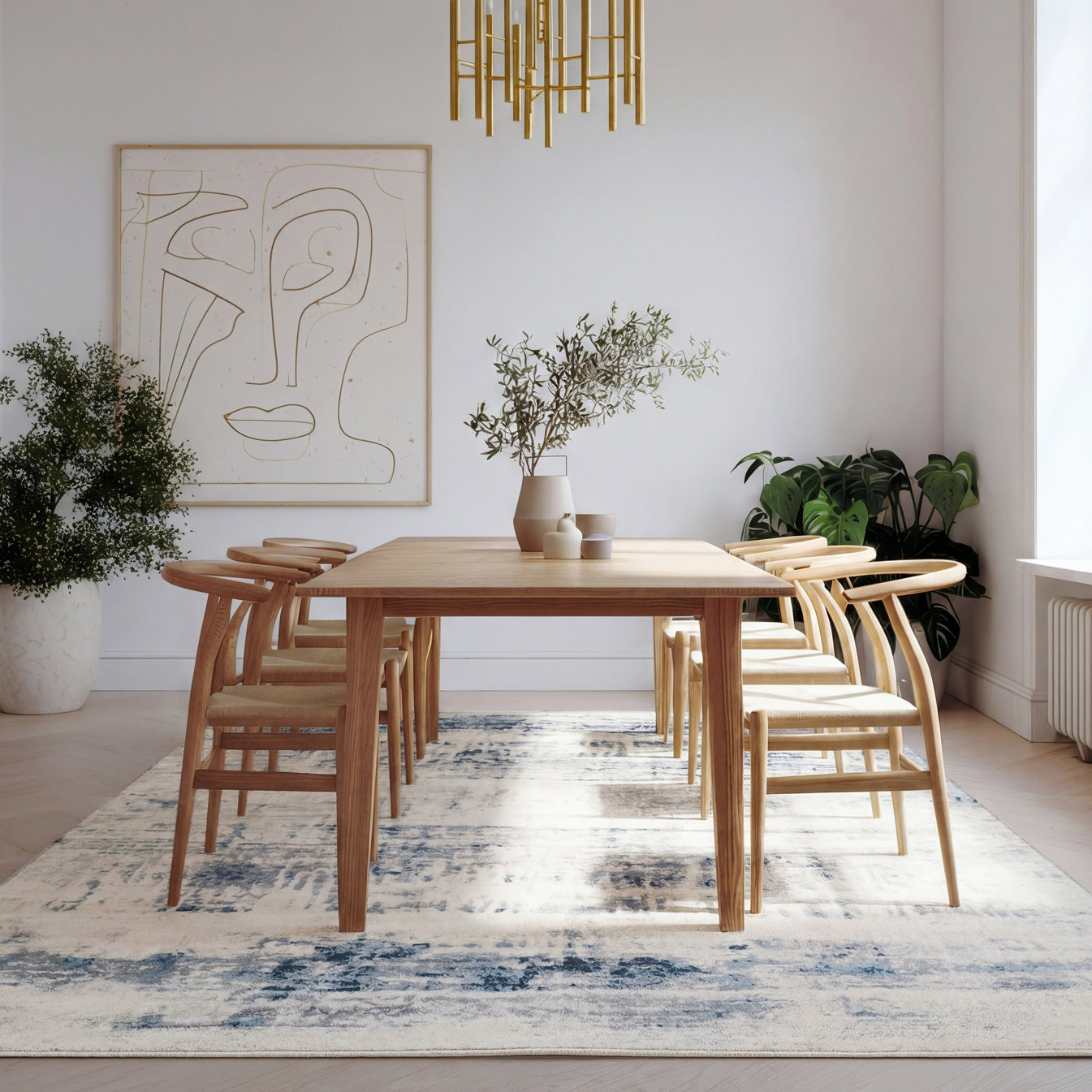 Blue Watercolour Abstract Rug - Lennox