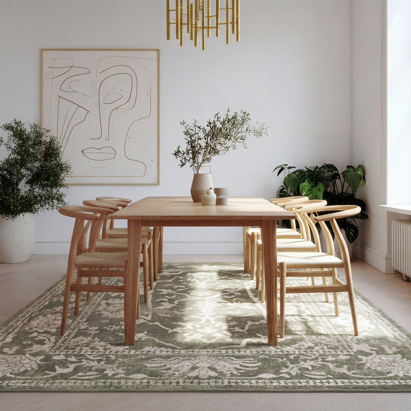 Green Vintage Medallion Area Rug - Linden