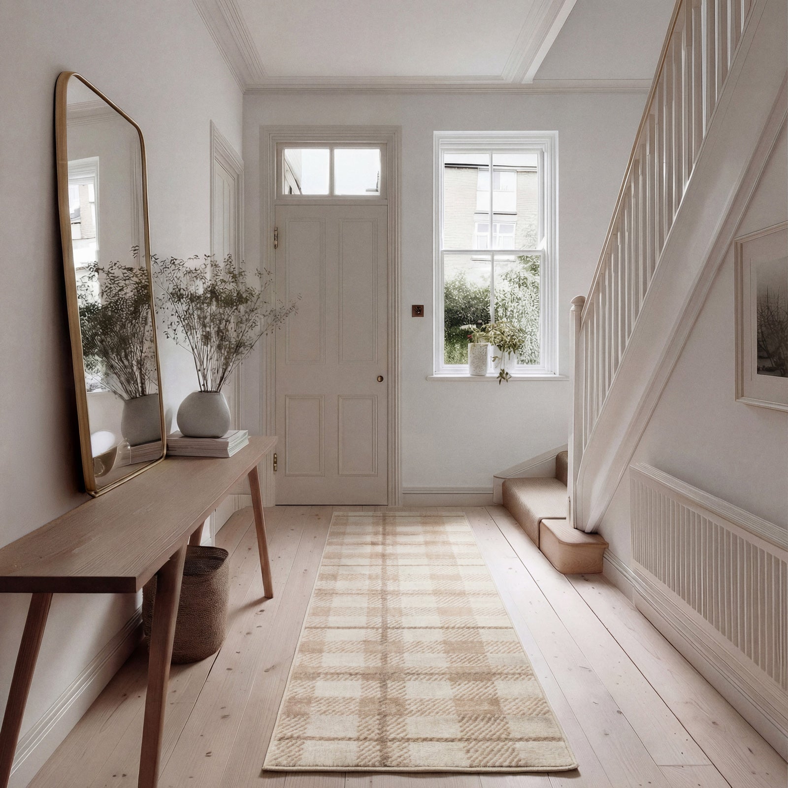 Neutral Beige Tartan Runner - Angus