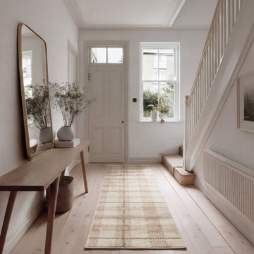 Neutral Beige Tartan Runner - Angus