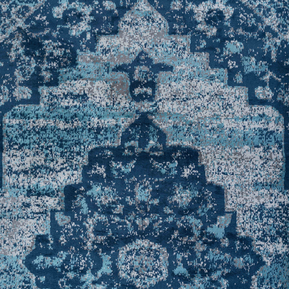 Faded Distressed Navy Blue Oriental Runner Rug
