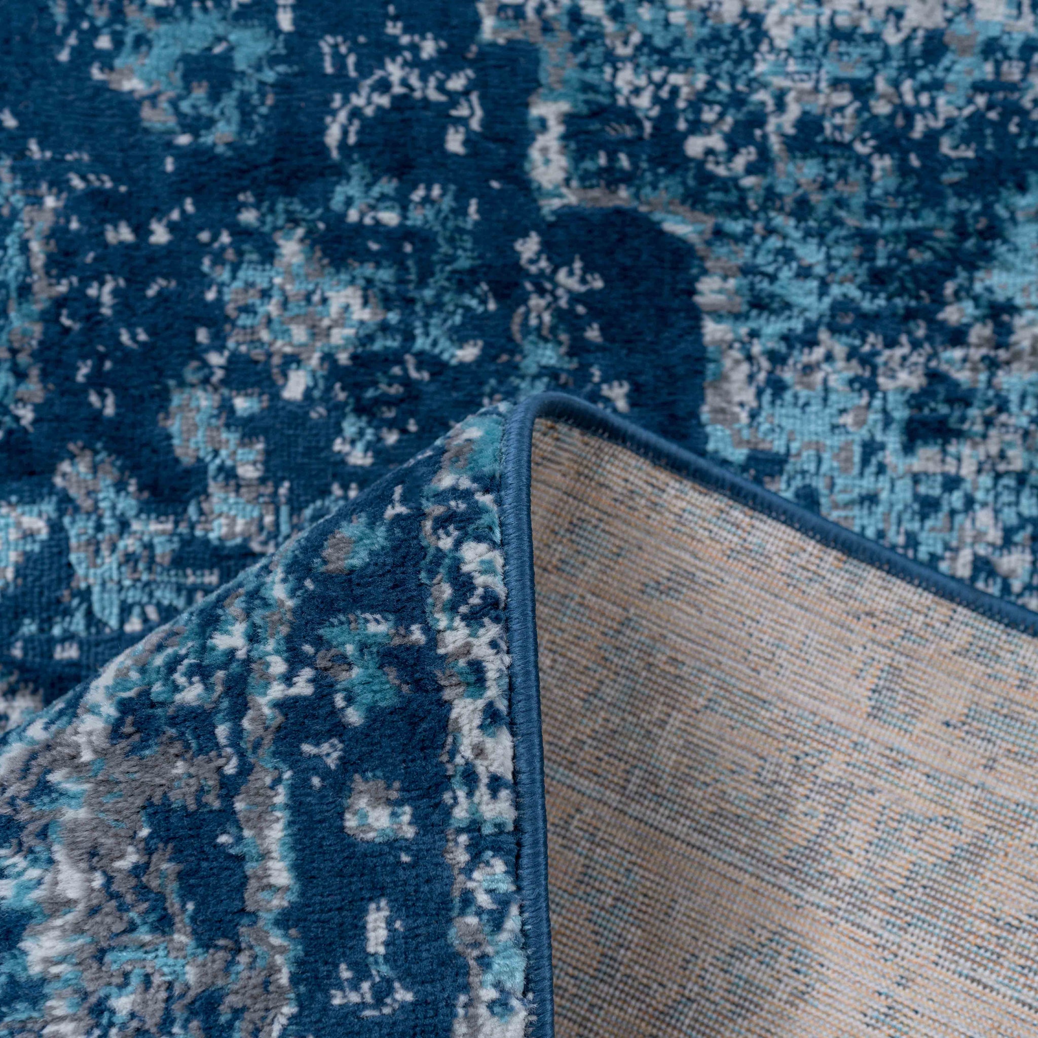 Faded Distressed Navy Blue Oriental Runner Rug