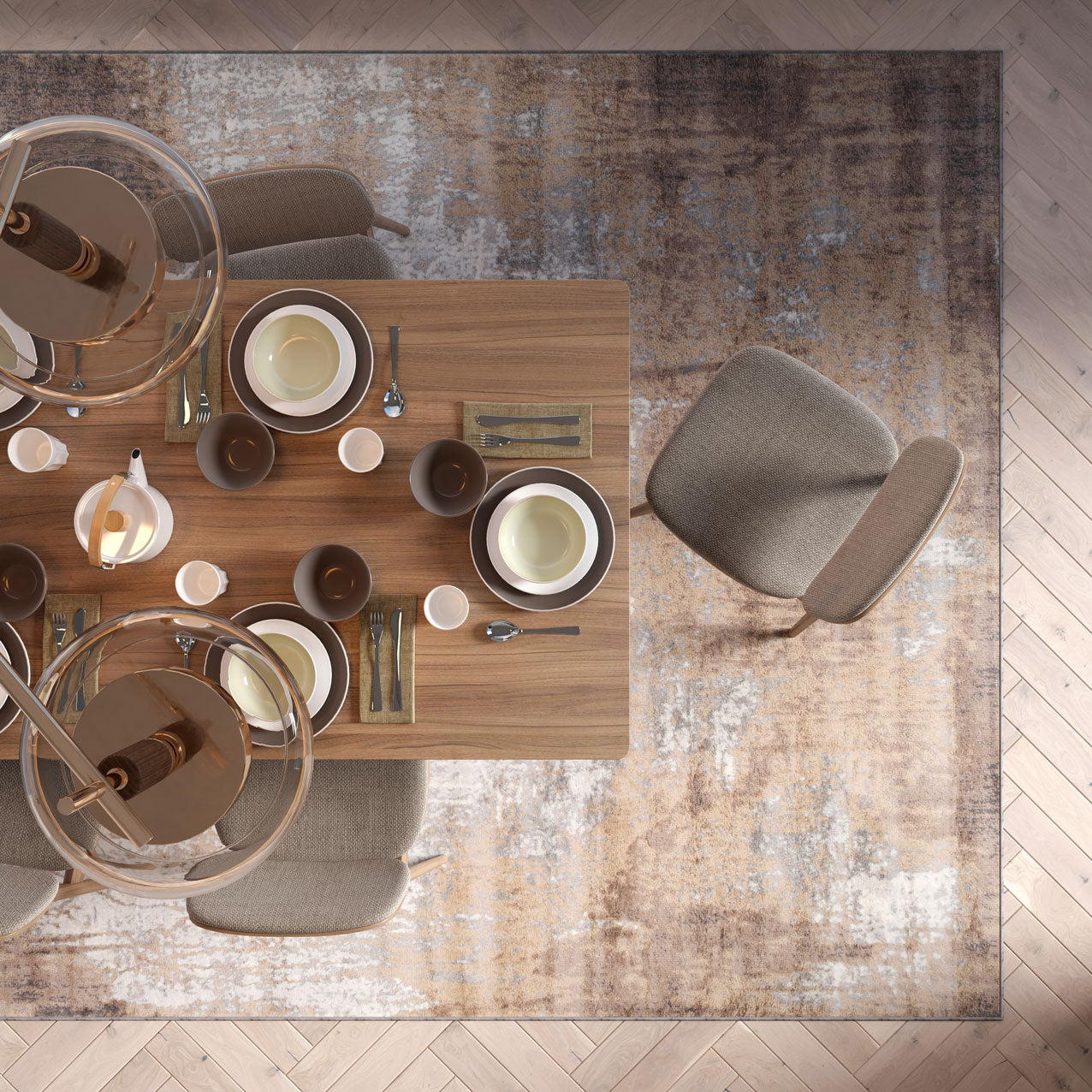 Beige Grey Distressed Area Rug