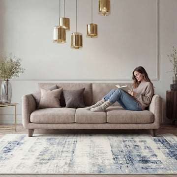 Blue Watercolour Abstract Rug - Lennox