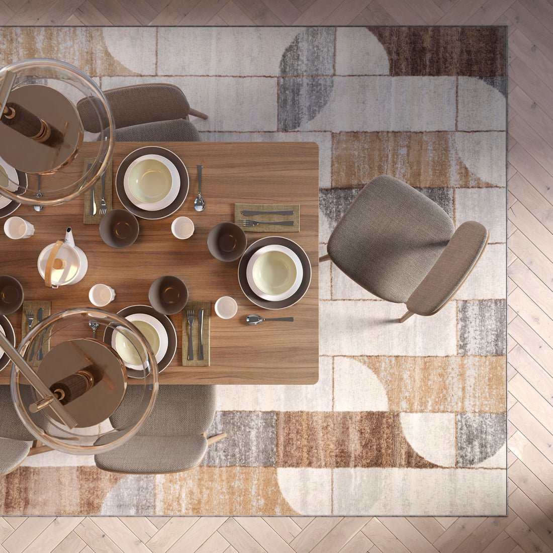 Beige Wabi Sabi Area Rug | Living Room Rugs | Kukoon Rugs Online