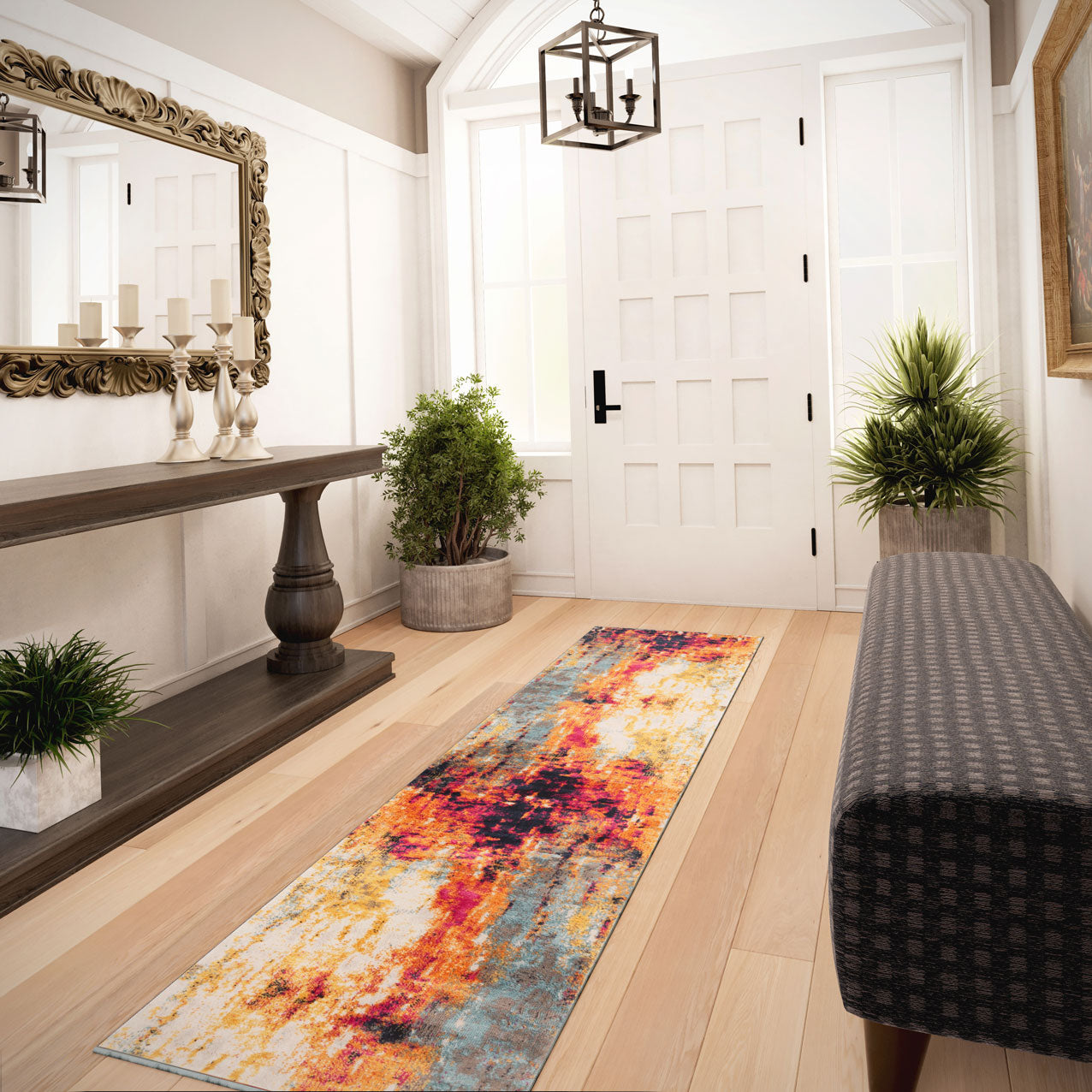 Colourful Paint Abstract Runner Rug