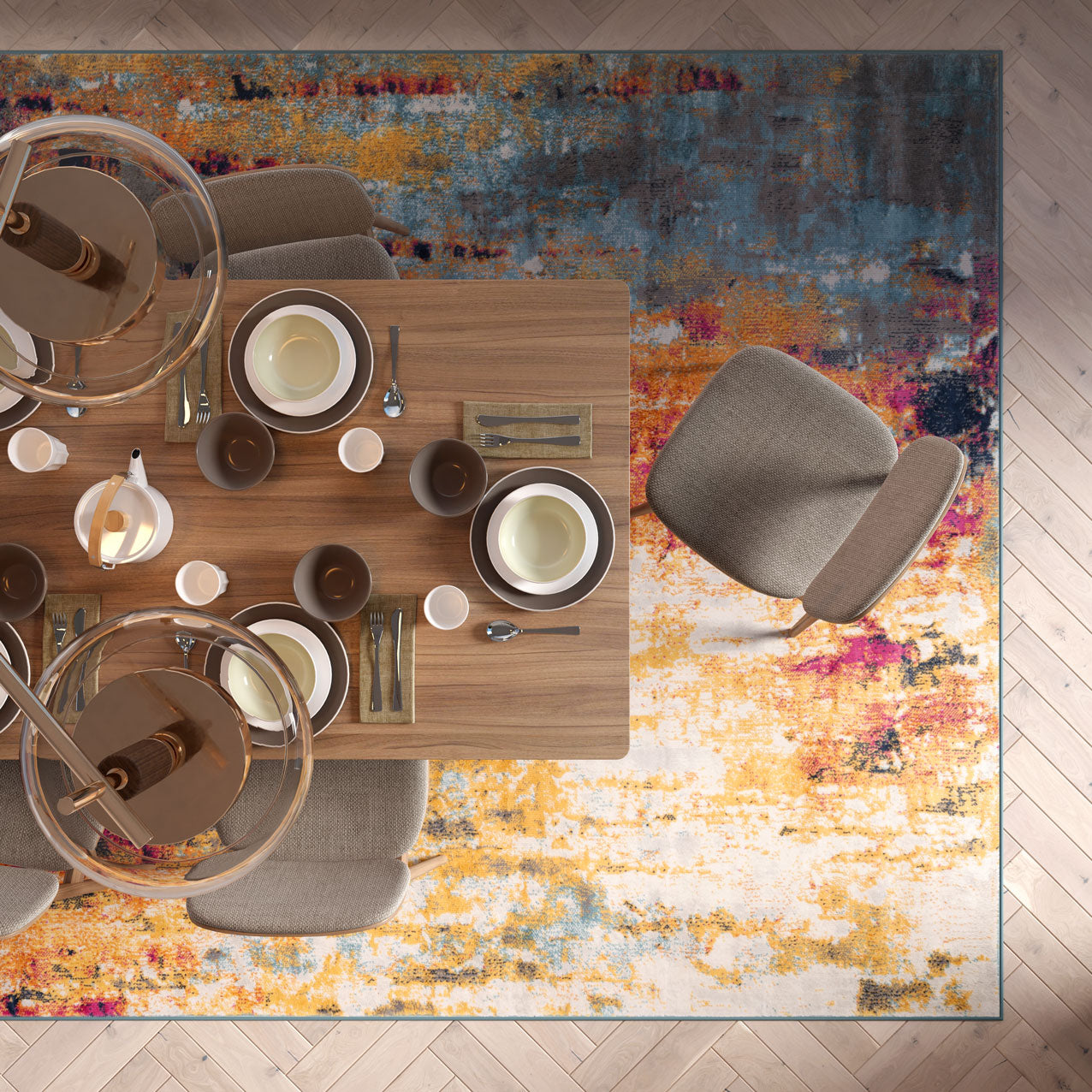 Colourful Paint Abstract Area Rug